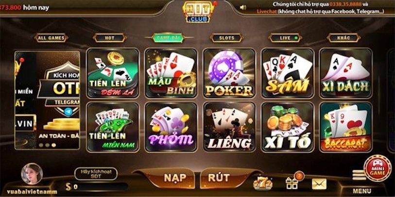Những tựa game nổi bật trong hệ thống game bài Hitclub