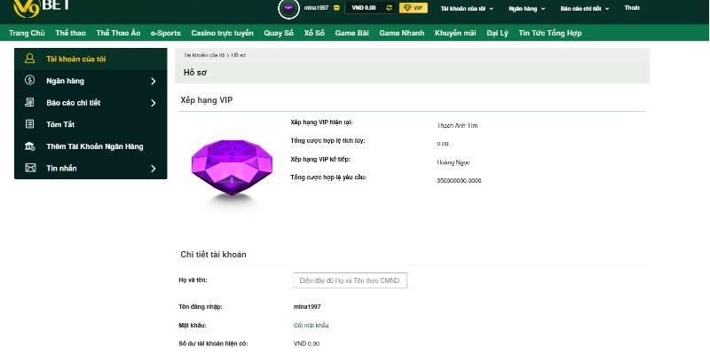 Hoàn tất xác minh thông tin trước khi nạp tiền vào hệ thống V9BET.